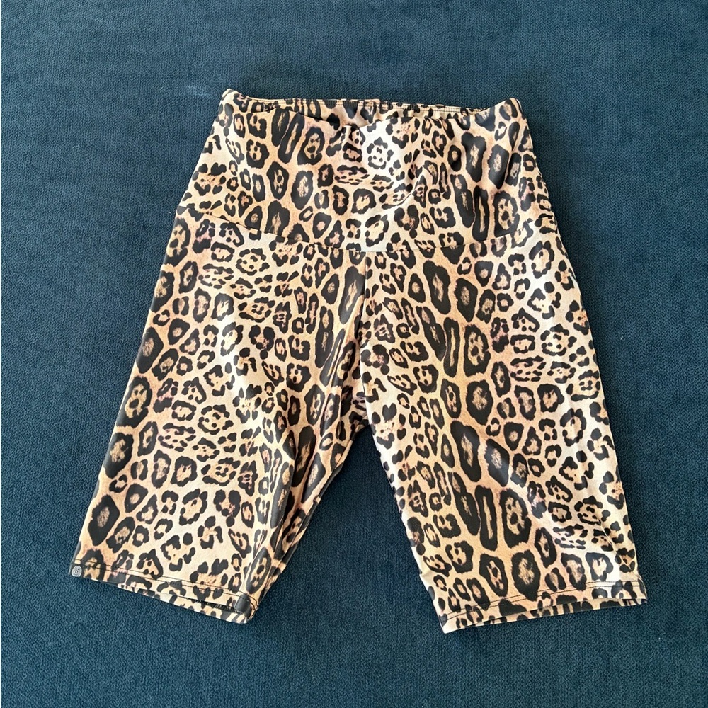 Free People Leopard Print Biker Shorts